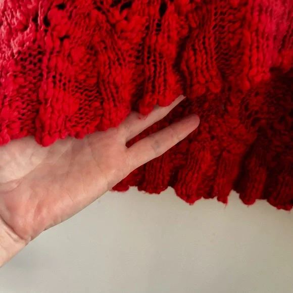 Lucky Brand Women's Red Open-Knit Scoop Neck Sweater - Picture 3 of 3